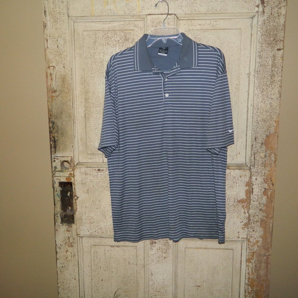 Nike Golf Stripe Polo Shirt Size L (QQ-38)